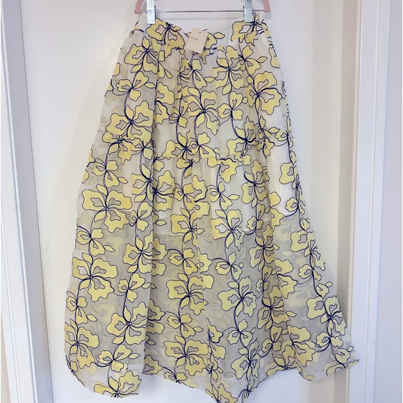 MAJE
Jizia Floral-embroidered Midi Skirt In Yellow - Picture 4 of 6